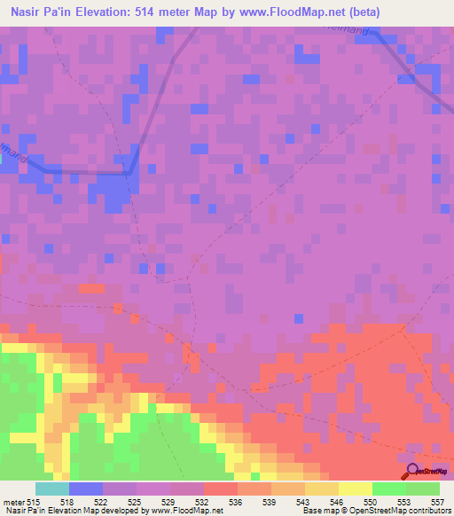 Nasir Pa'in,Afghanistan Elevation Map