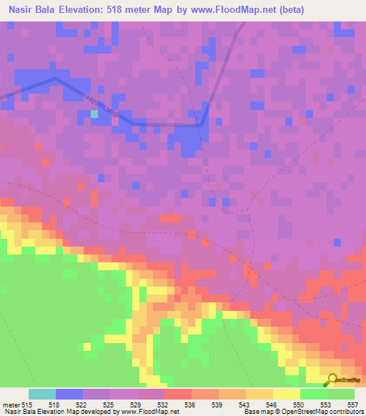 Nasir Bala,Afghanistan Elevation Map