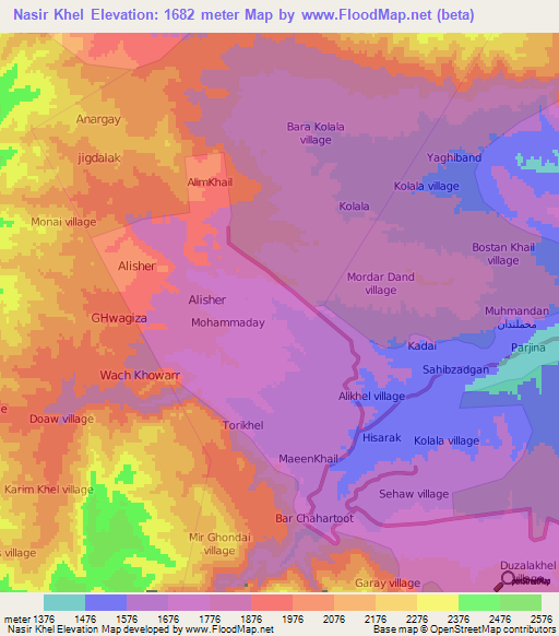 Nasir Khel,Afghanistan Elevation Map