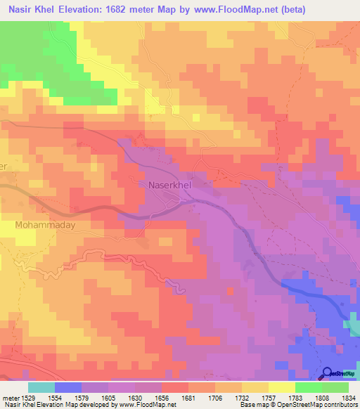 Nasir Khel,Afghanistan Elevation Map