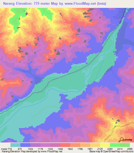 Narang,Afghanistan Elevation Map