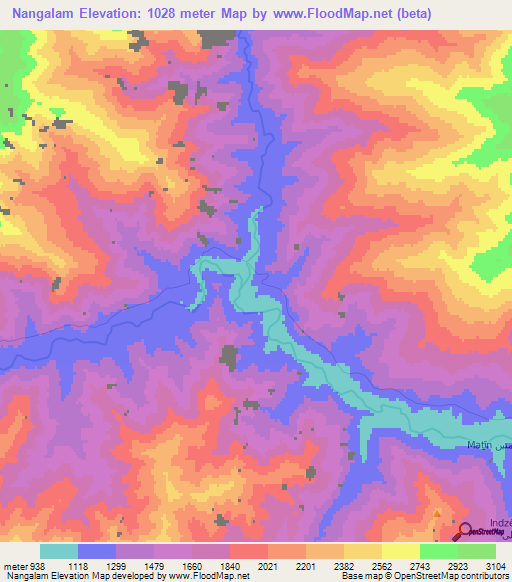 Nangalam,Afghanistan Elevation Map
