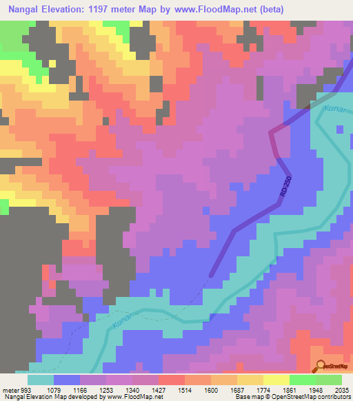 Nangal,Afghanistan Elevation Map