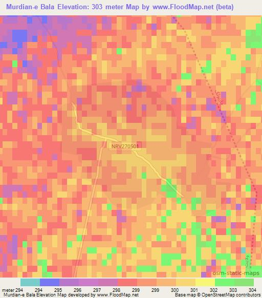 Murdian-e Bala,Afghanistan Elevation Map