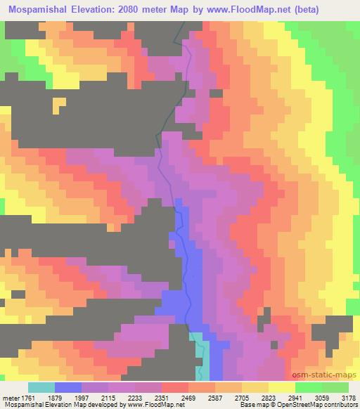 Mospamishal,Afghanistan Elevation Map