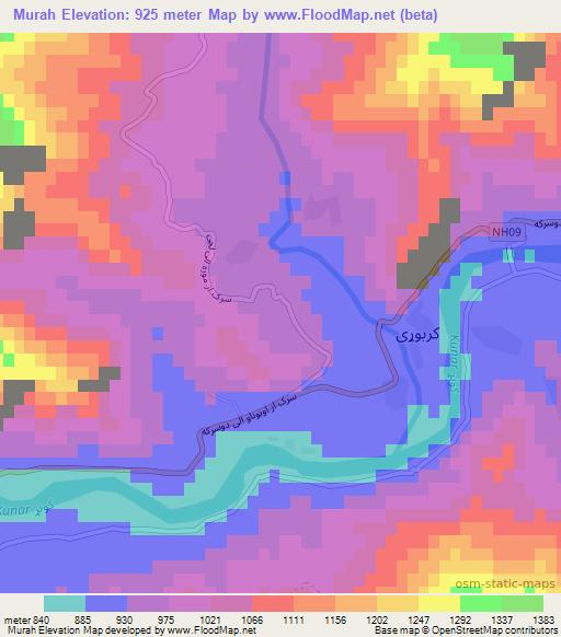 Murah,Afghanistan Elevation Map