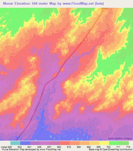 Munar,Afghanistan Elevation Map