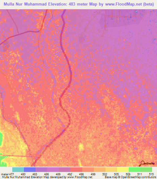 Mulla Nur Muhammad,Afghanistan Elevation Map