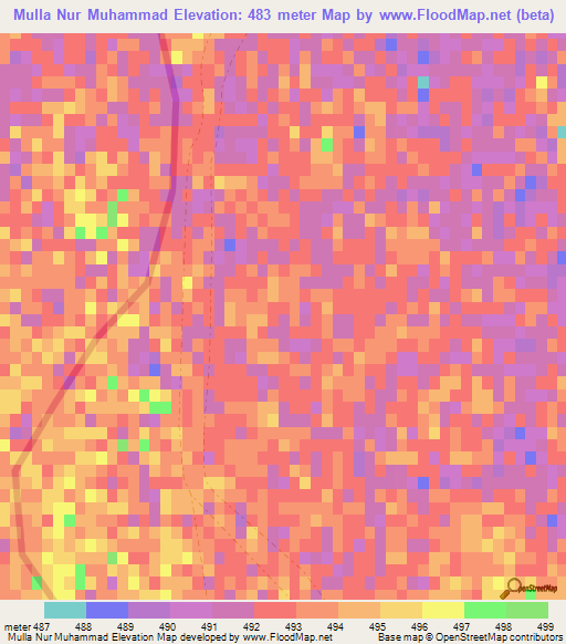 Mulla Nur Muhammad,Afghanistan Elevation Map