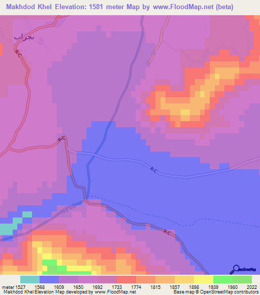 Makhdod Khel,Afghanistan Elevation Map