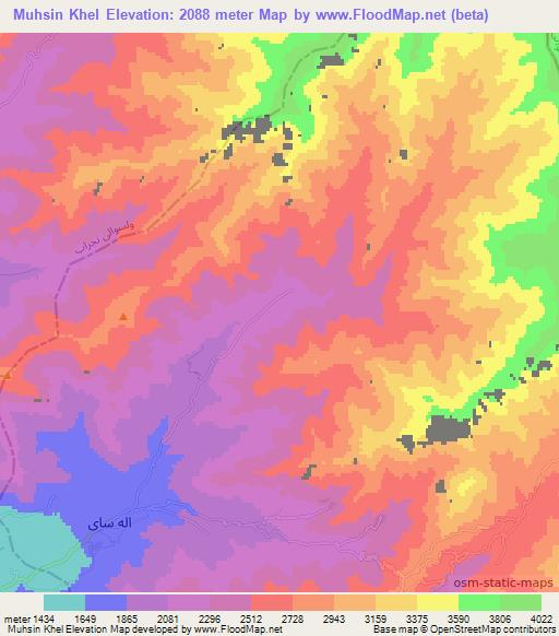 Muhsin Khel,Afghanistan Elevation Map