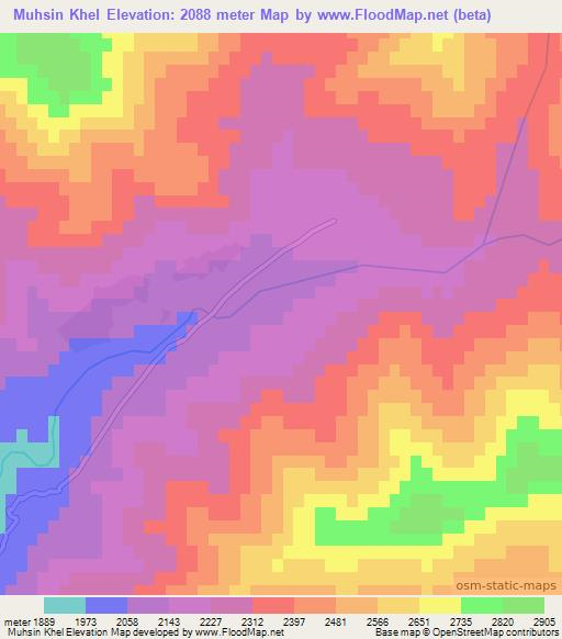 Muhsin Khel,Afghanistan Elevation Map