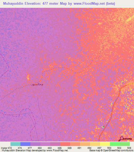 Muhayuddin,Afghanistan Elevation Map