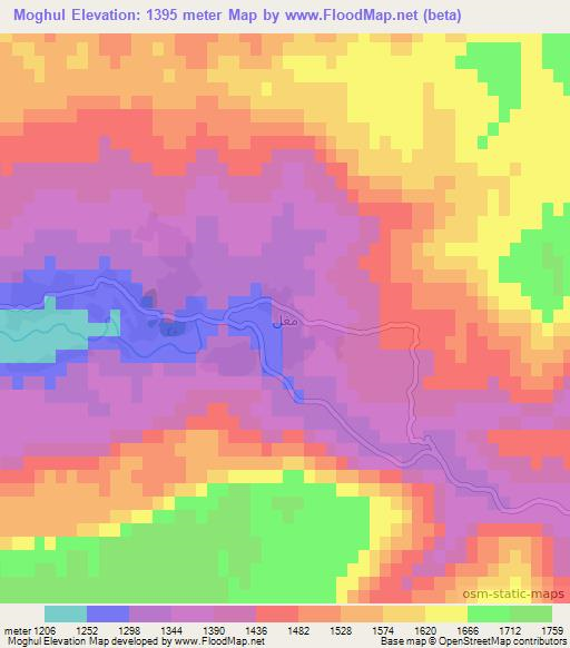 Moghul,Afghanistan Elevation Map