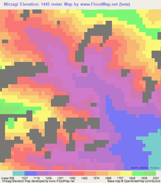 Mirzagi,Afghanistan Elevation Map