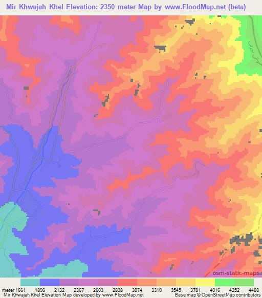 Mir Khwajah Khel,Afghanistan Elevation Map