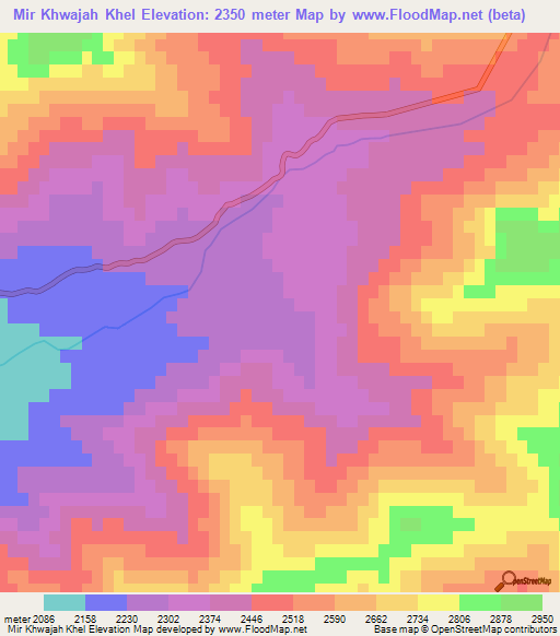 Mir Khwajah Khel,Afghanistan Elevation Map