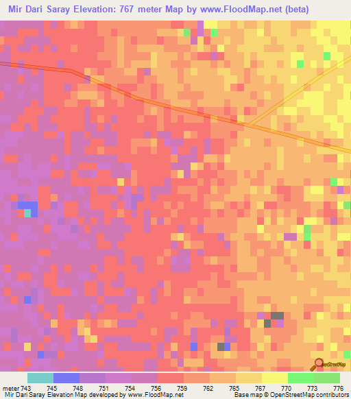 Mir Dari Saray,Afghanistan Elevation Map