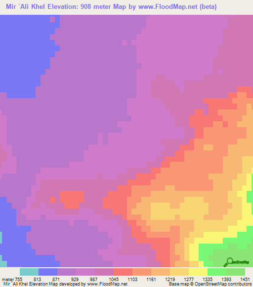 Mir `Ali Khel,Afghanistan Elevation Map