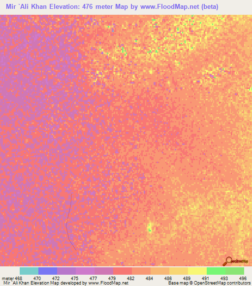 Mir `Ali Khan,Afghanistan Elevation Map