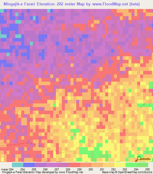 Mingajik-e Farari,Afghanistan Elevation Map