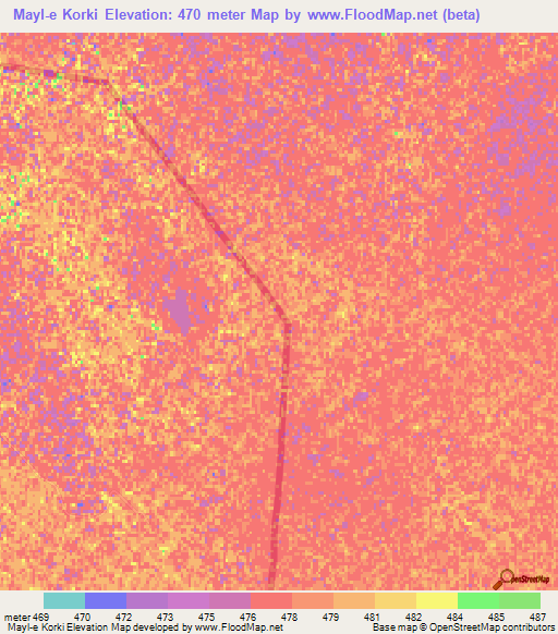 Mayl-e Korki,Afghanistan Elevation Map