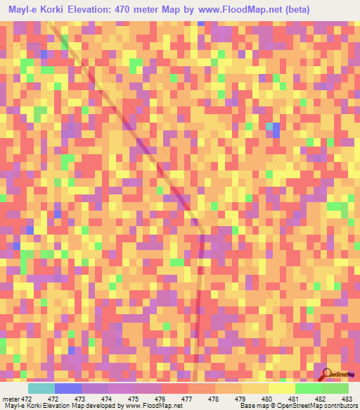 Mayl-e Korki,Afghanistan Elevation Map