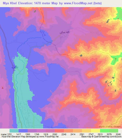 Mya Khel,Afghanistan Elevation Map
