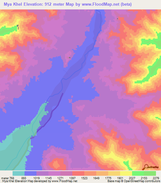 Mya Khel,Afghanistan Elevation Map