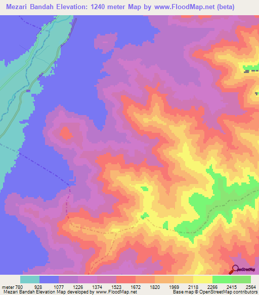 Mezari Bandah,Afghanistan Elevation Map