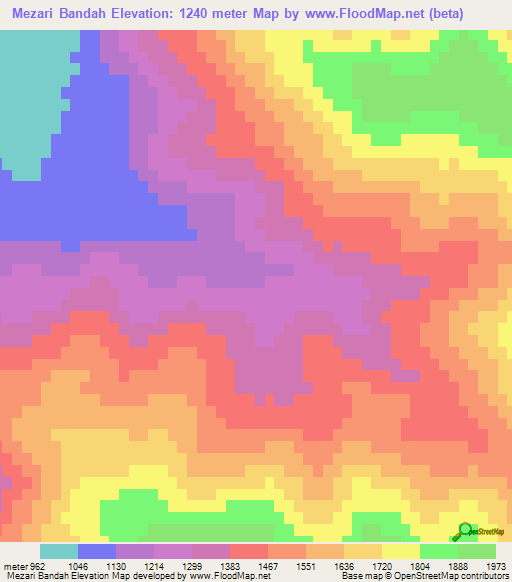 Mezari Bandah,Afghanistan Elevation Map