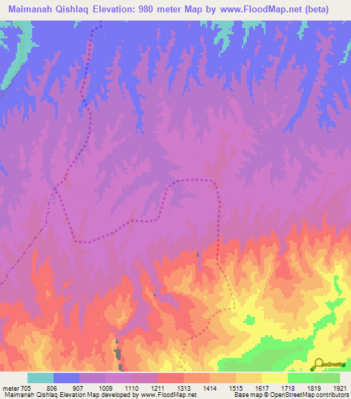 Maimanah Qishlaq,Afghanistan Elevation Map