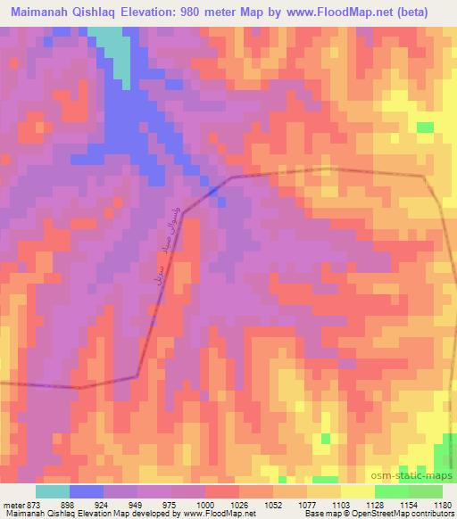 Maimanah Qishlaq,Afghanistan Elevation Map