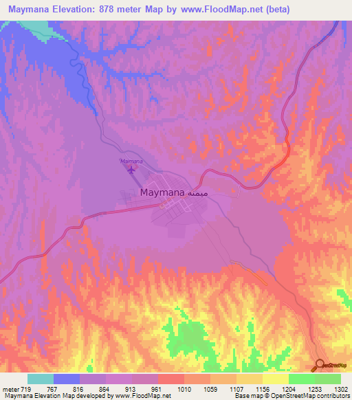 Maymana,Afghanistan Elevation Map