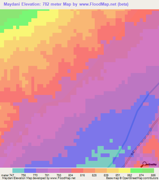 Maydani,Afghanistan Elevation Map