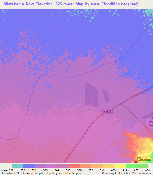 Misrabad-e Now,Afghanistan Elevation Map