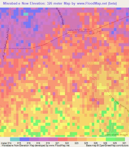 Misrabad-e Now,Afghanistan Elevation Map