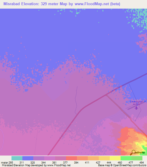 Misrabad,Afghanistan Elevation Map