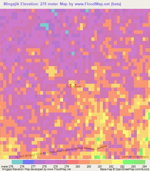 Mingajik,Afghanistan Elevation Map