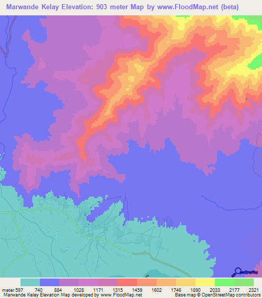 Marwande Kelay,Afghanistan Elevation Map