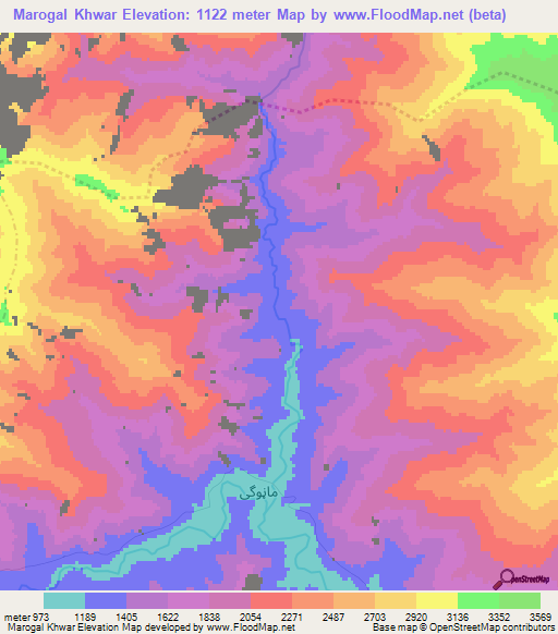 Marogal Khwar,Afghanistan Elevation Map
