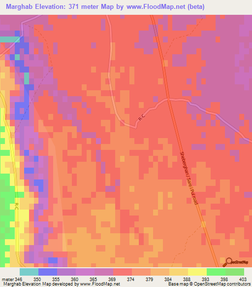 Marghab,Afghanistan Elevation Map
