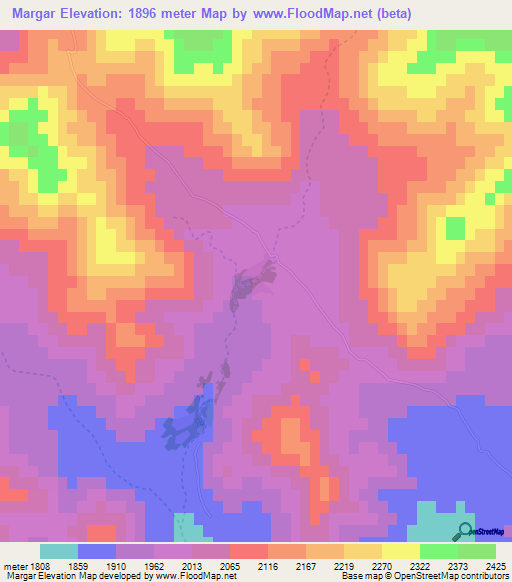 Margar,Afghanistan Elevation Map