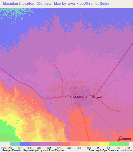 Maranjan,Afghanistan Elevation Map