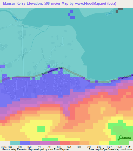 Mansur Kelay,Afghanistan Elevation Map