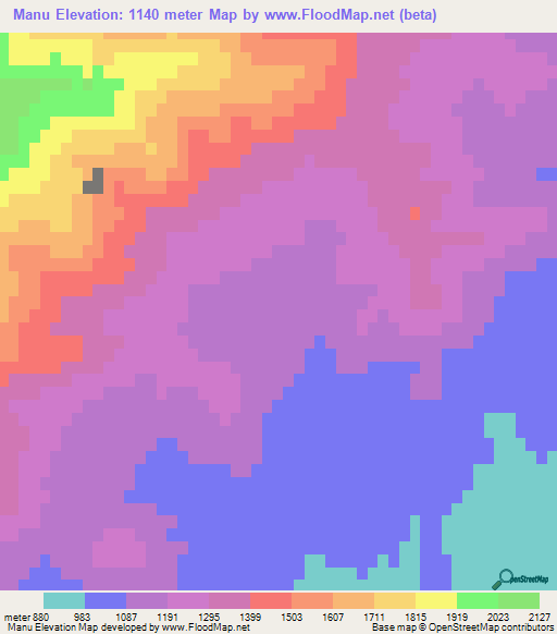 Manu,Afghanistan Elevation Map