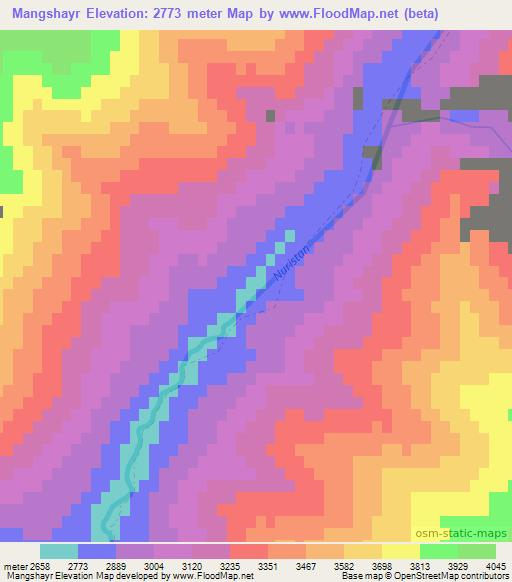Mangshayr,Afghanistan Elevation Map