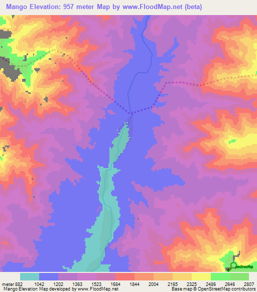 Mango,Afghanistan Elevation Map