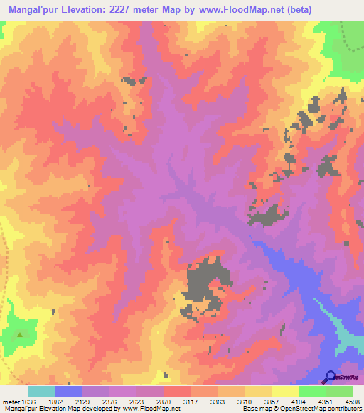 Mangal'pur,Afghanistan Elevation Map