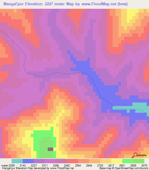 Mangal'pur,Afghanistan Elevation Map